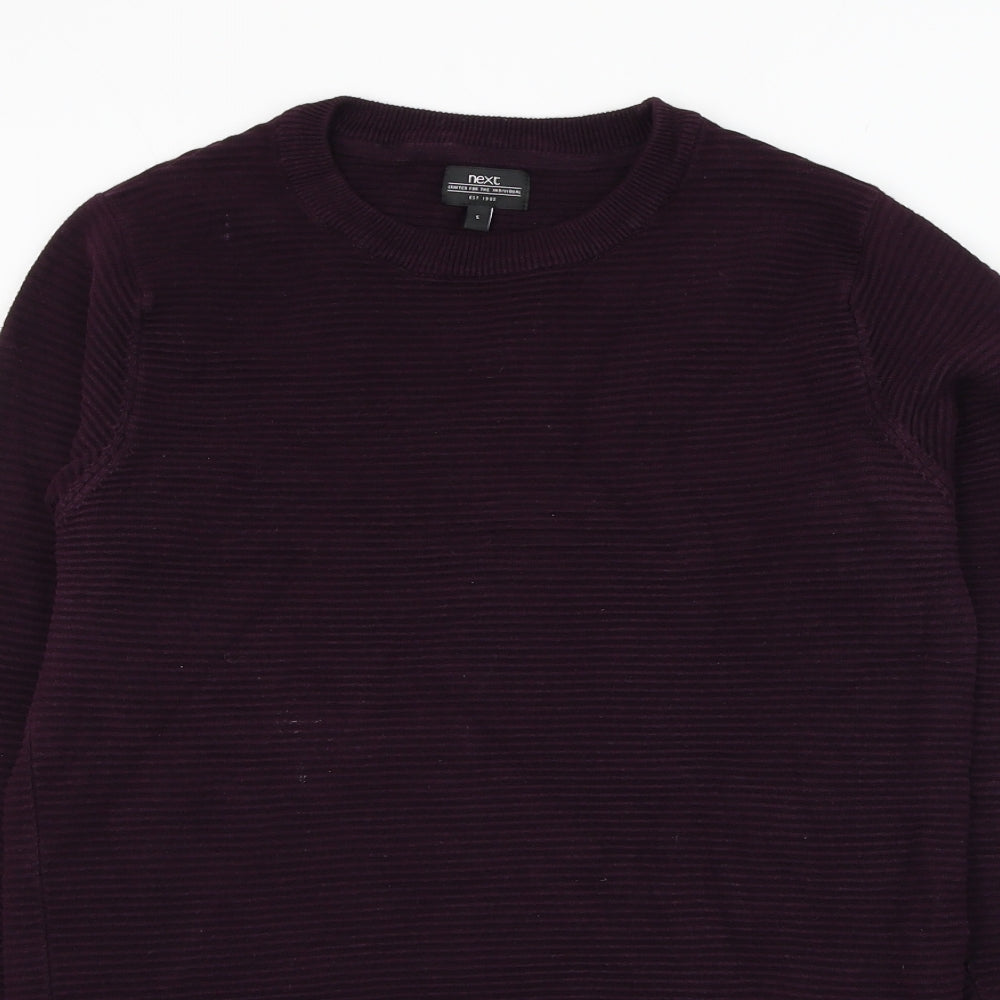 NEXT Mens Purple Round Neck Cotton Pullover Jumper Size S