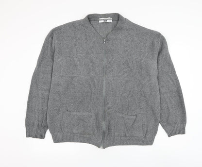 High Profile Mens Grey Round Neck Cotton Full Zip Jumper Size XL