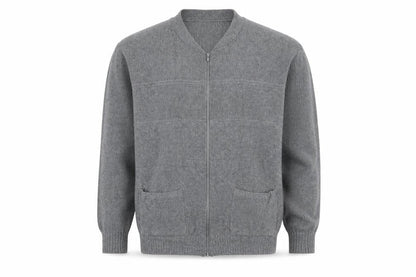 High Profile Mens Grey Round Neck Cotton Full Zip Jumper Size XL