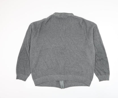 High Profile Mens Grey Round Neck Cotton Full Zip Jumper Size XL