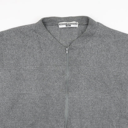 High Profile Mens Grey Round Neck Cotton Full Zip Jumper Size XL