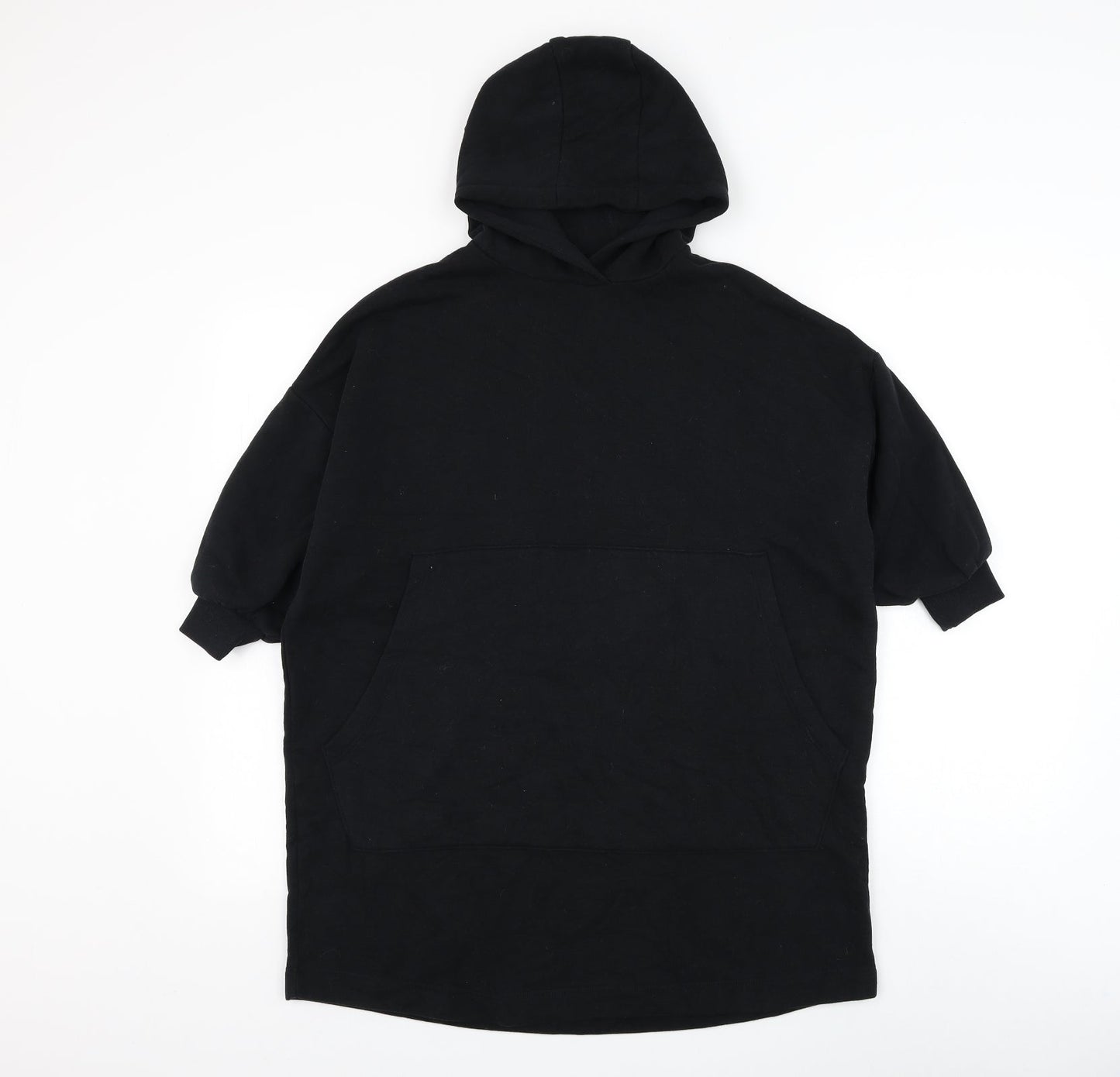 NEXT Girls Black Cotton Jumper Dress Size 7 Years Round Neck Pullover