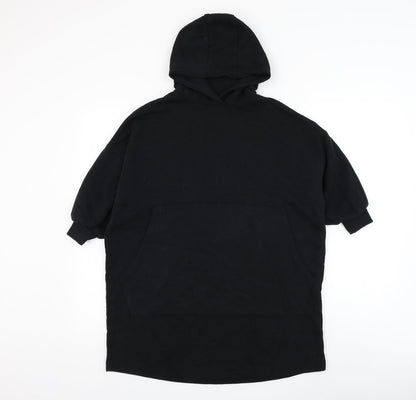 NEXT Girls Black Cotton Jumper Dress Size 7 Years Round Neck Pullover