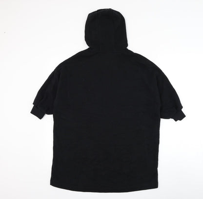 NEXT Girls Black Cotton Jumper Dress Size 7 Years Round Neck Pullover