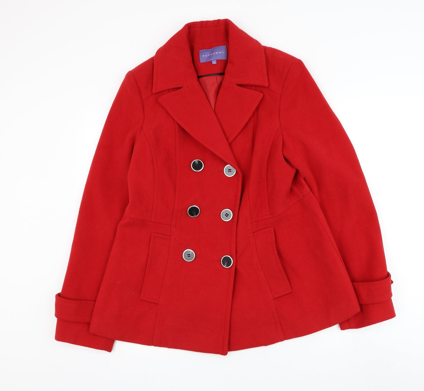 Autonomy Womens Red Overcoat Coat Button