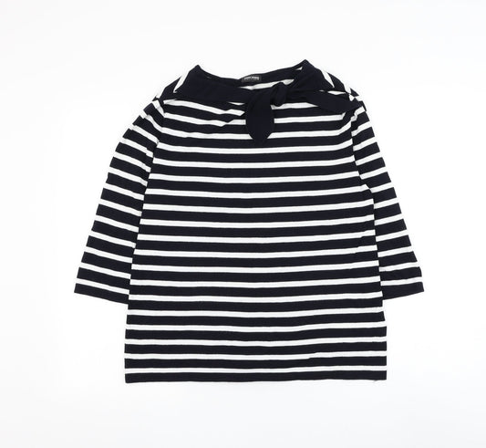 Gerry Weber Womens Black Boat Neck Striped Viscose Pullover Jumper Size 16