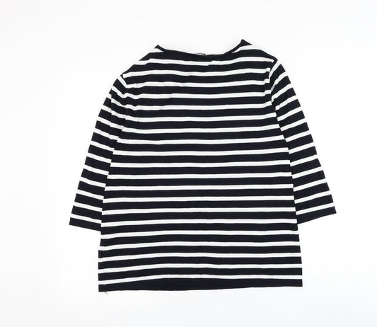 Gerry Weber Womens Black Boat Neck Striped Viscose Pullover Jumper Size 16