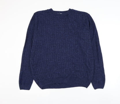 Topman Mens Blue Round Neck Acrylic Pullover Jumper Size L