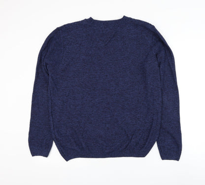 Topman Mens Blue Round Neck Acrylic Pullover Jumper Size L