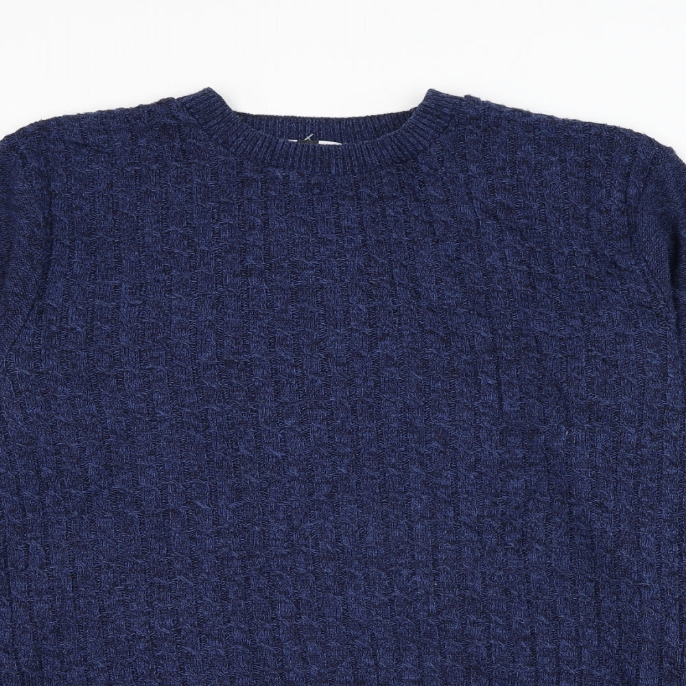 Topman Mens Blue Round Neck Acrylic Pullover Jumper Size L