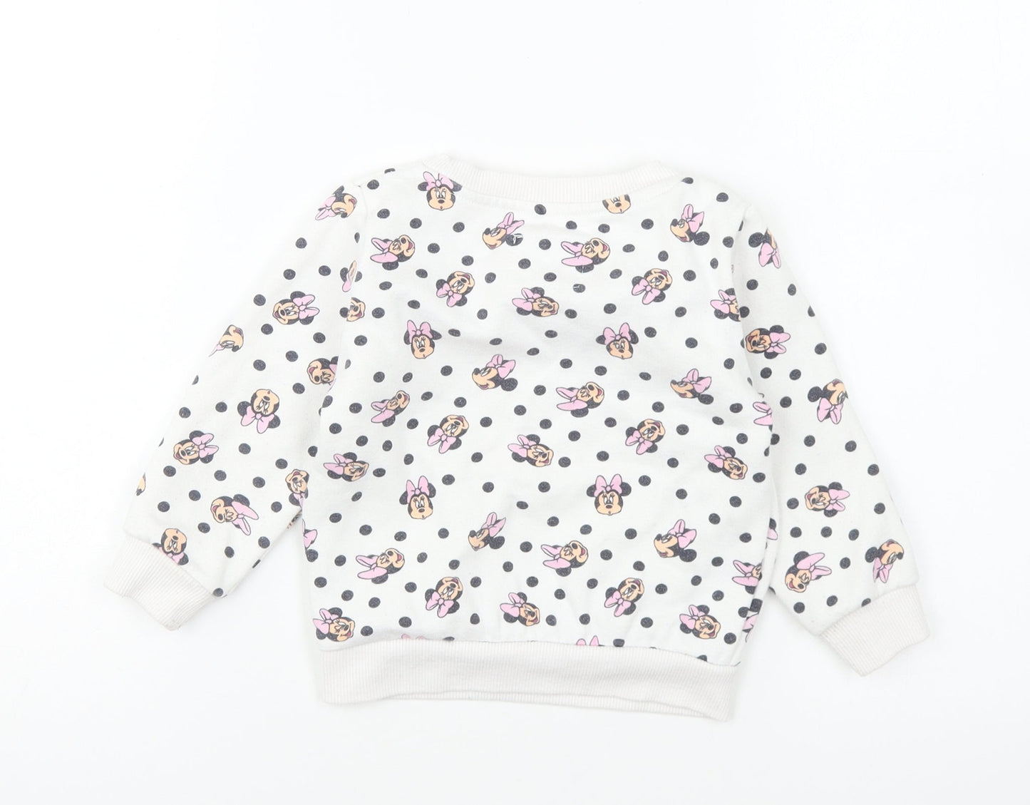 Primark Girls White Geometric Polyester Pullover Sweatshirt Size 2-3 Years Pullover - Minnie Mouse
