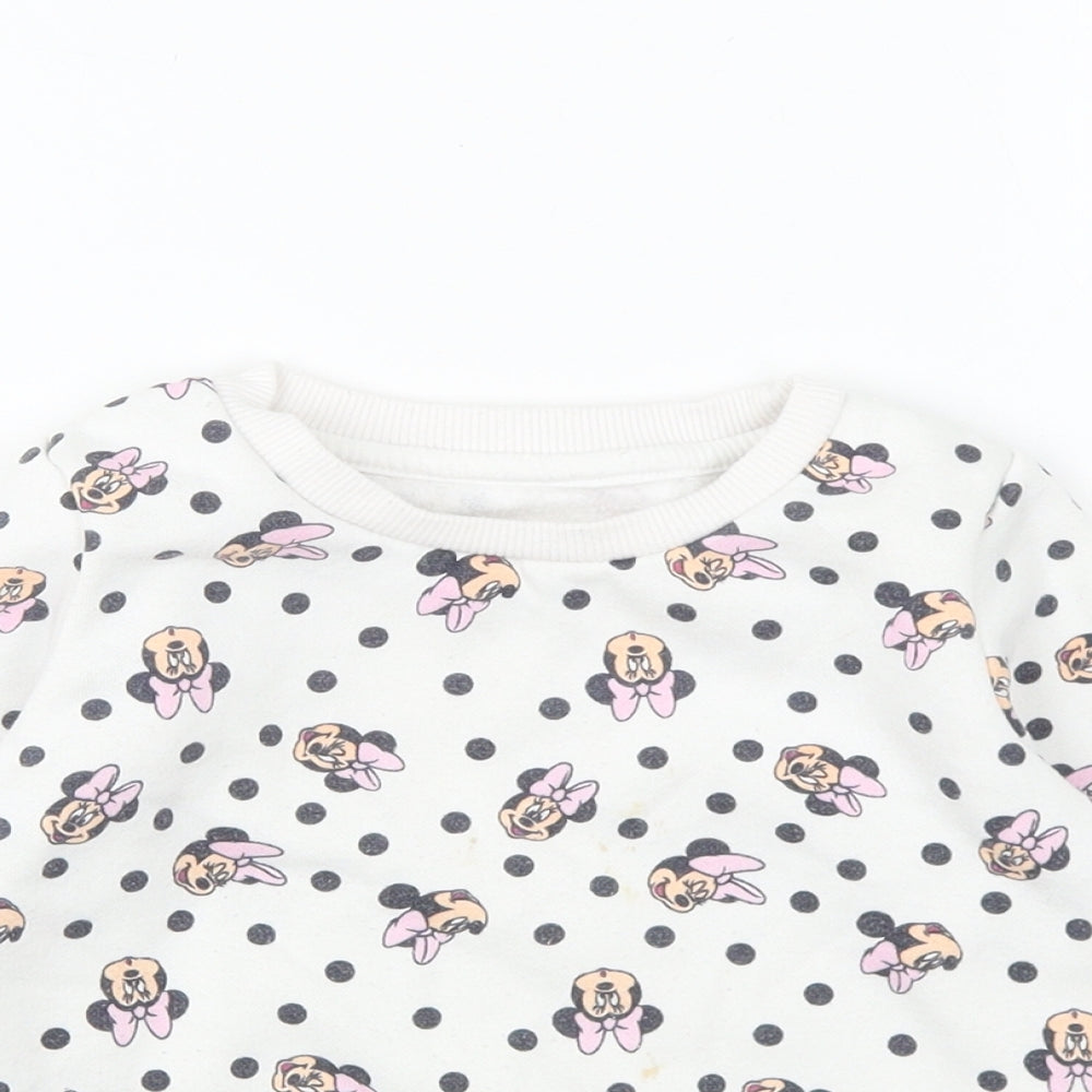 Primark Girls White Geometric Polyester Pullover Sweatshirt Size 2-3 Years Pullover - Minnie Mouse