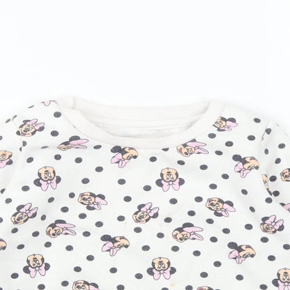 Primark Girls White Geometric Polyester Pullover Sweatshirt Size 2-3 Years Pullover - Minnie Mouse
