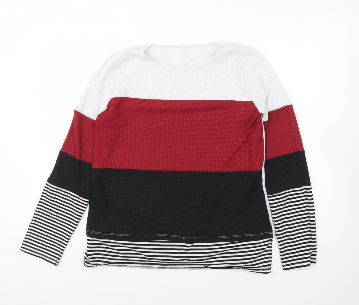 SheIn Womens Multicoloured Striped Polyester Pullover Sweatshirt Size L Pullover