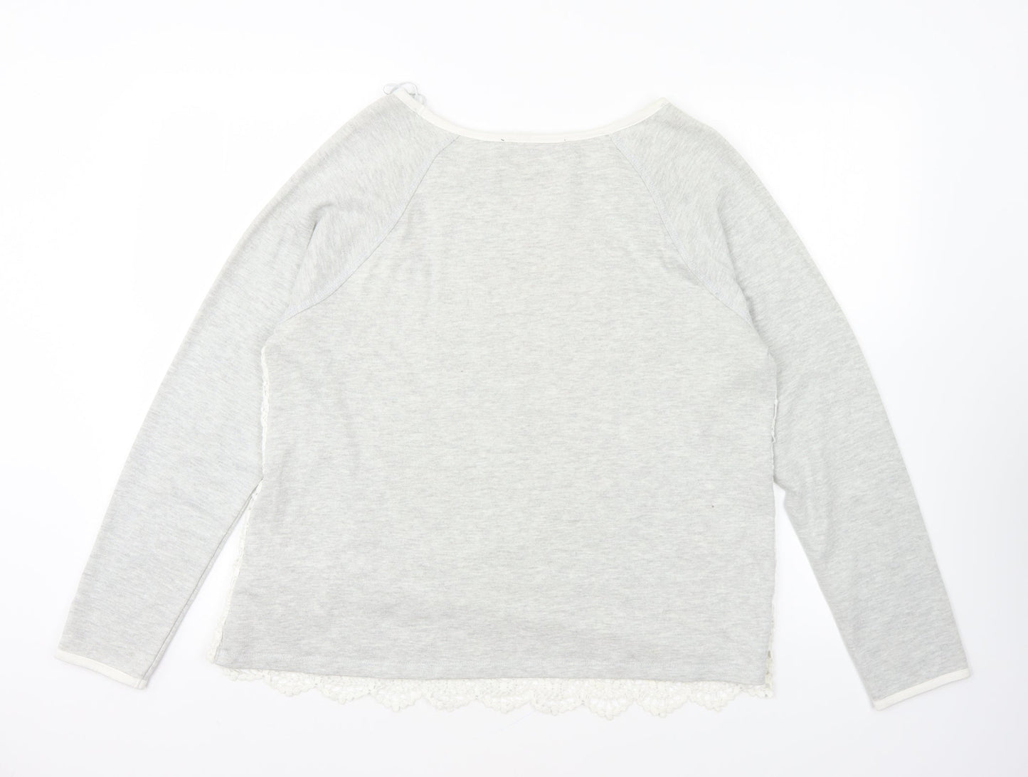 So Fabulous Womens Grey Round Neck Cotton Pullover Jumper Size 18