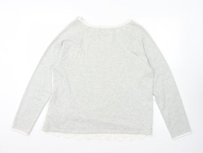 So Fabulous Womens Grey Round Neck Cotton Pullover Jumper Size 18