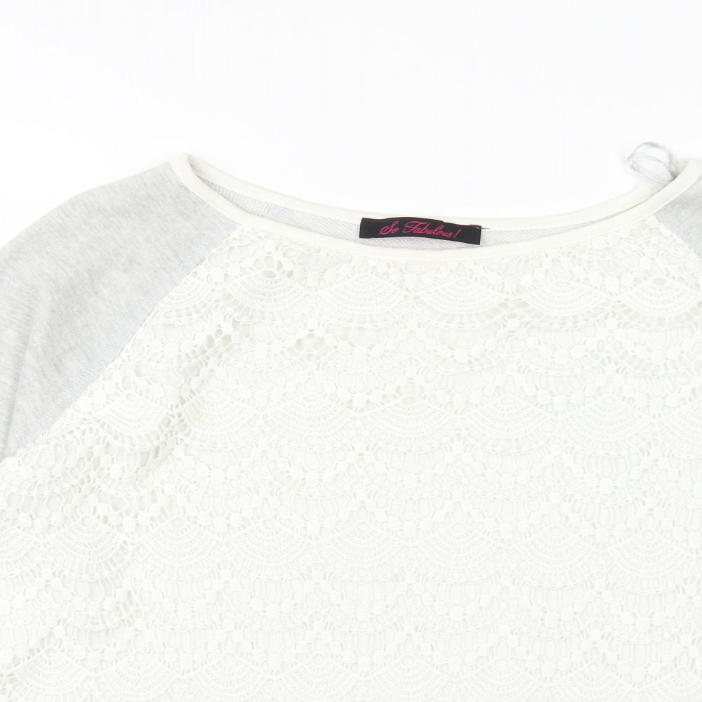 So Fabulous Womens Grey Round Neck Cotton Pullover Jumper Size 18