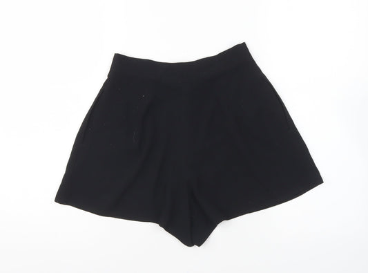 Topshop Womens Black Polyester Hot Pants Shorts Size 6 L7 in Regular Button