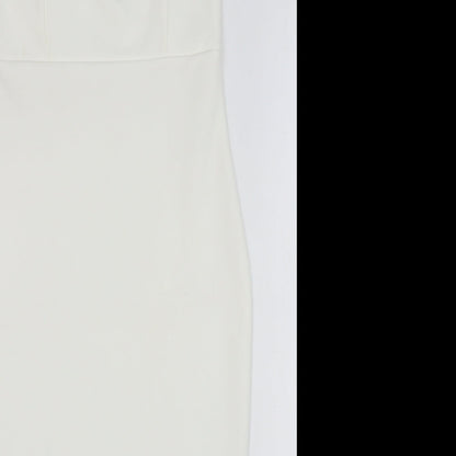 Missguided Womens White Polyester Pencil Dress Size 8 Off the Shoulder Pullover