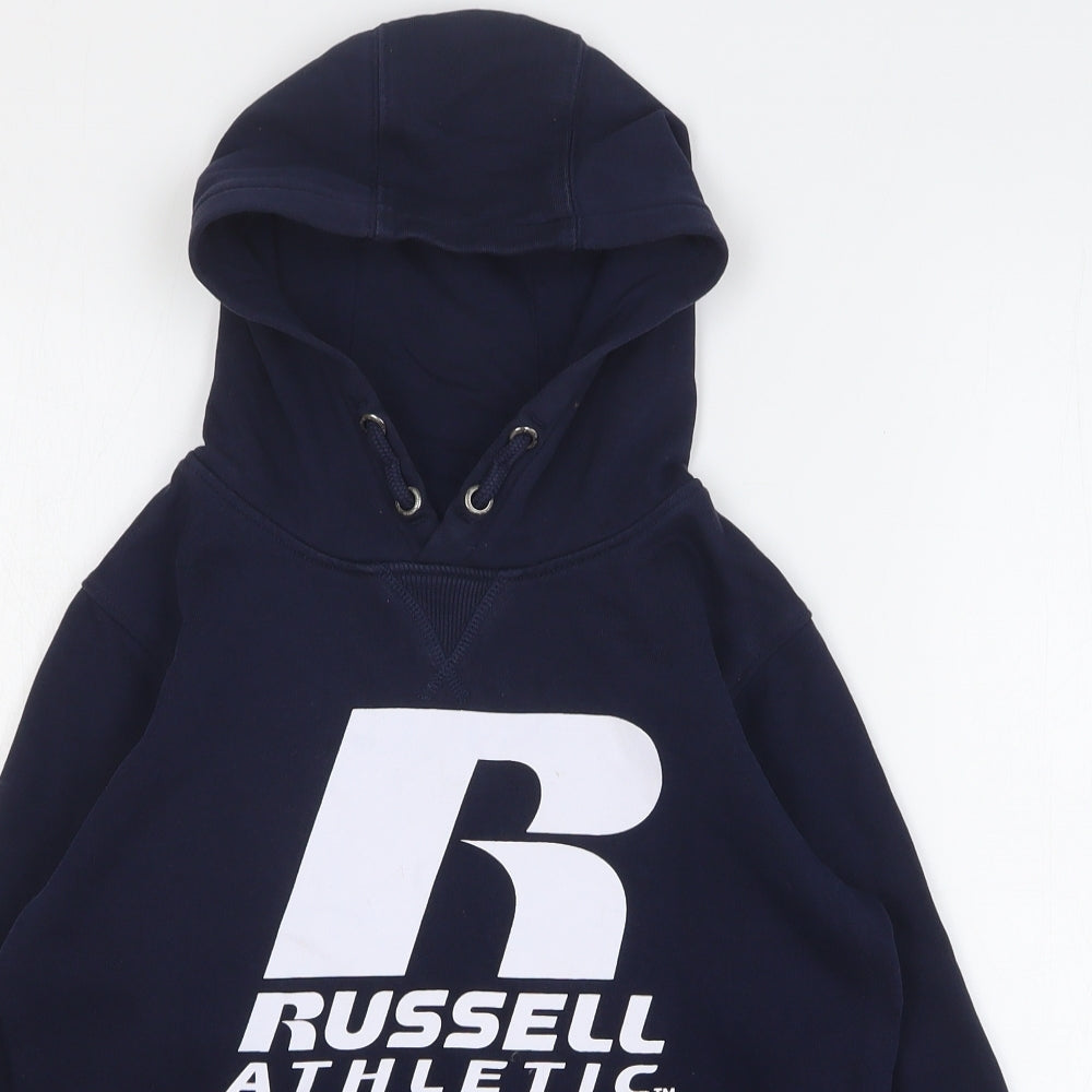 Russell Athletic Boys Blue Cotton Pullover Hoodie Size 9-10 Years Pullover