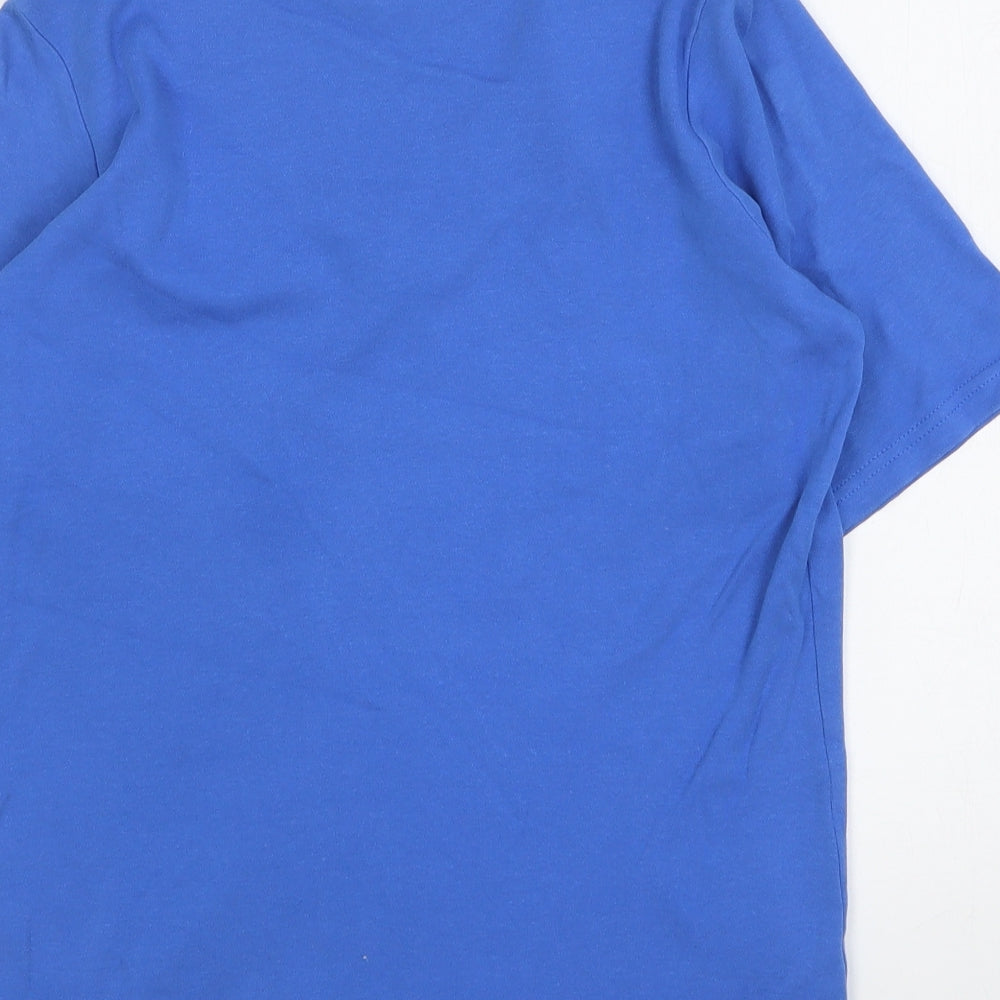 EWM Womens Blue Cotton Basic T-Shirt Size 10 V-Neck