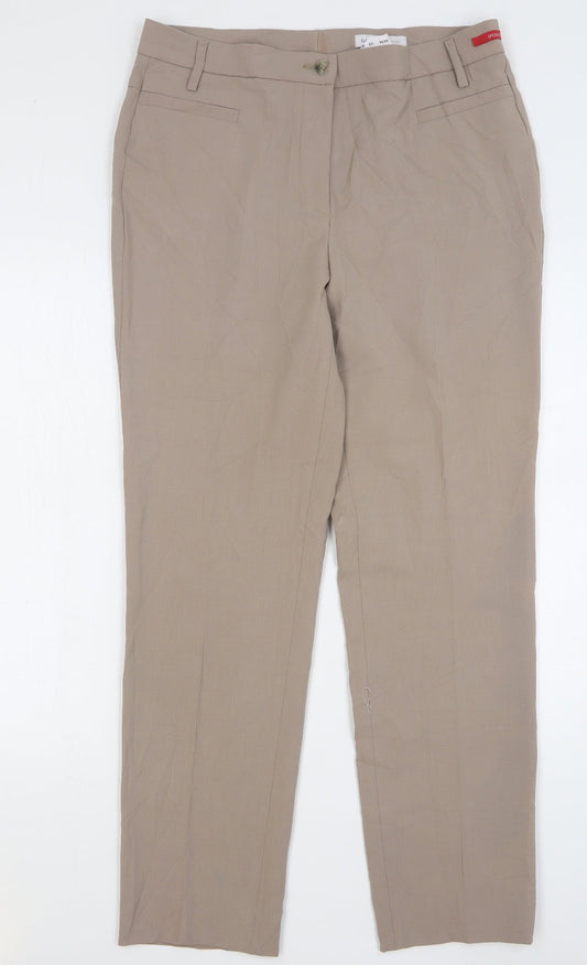 GARDEUR Womens Beige Polyester Trousers Size 34 L30 in Regular Button