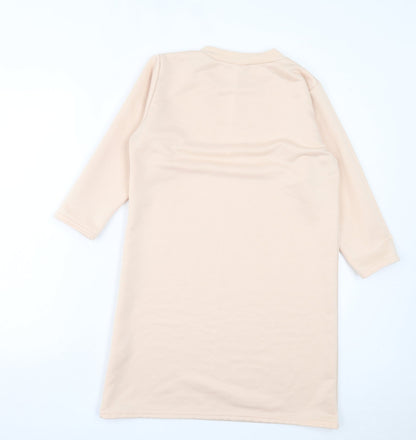 I SAW IT FIRST Womens Pink Polyester Jumper Dress Size 10 Crew Neck Pullover