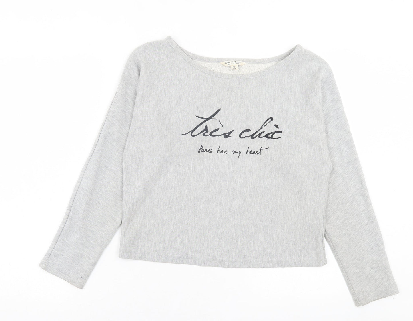Miss Selfridge Womens Grey Cotton Pullover Sweatshirt Size 12 Pullover - Paris Has My Heart