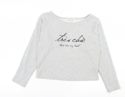 Miss Selfridge Womens Grey Cotton Pullover Sweatshirt Size 12 Pullover - Paris Has My Heart