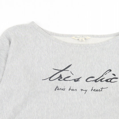Miss Selfridge Womens Grey Cotton Pullover Sweatshirt Size 12 Pullover - Paris Has My Heart