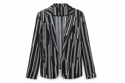H7m Womens Black Striped Jacket Size 8