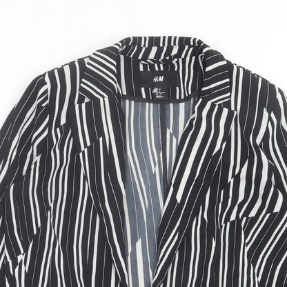 H7m Womens Black Striped Jacket Size 8