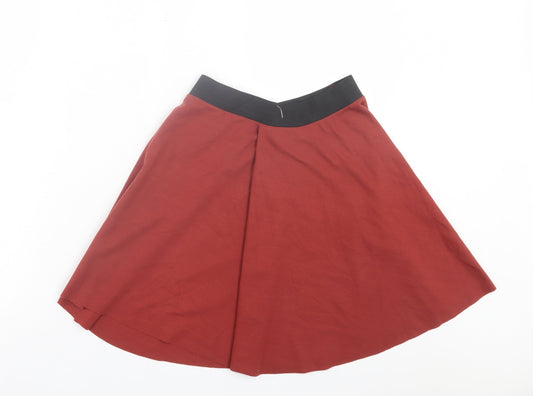 Pull&Bear Womens Orange Polyester Skater Skirt Size S