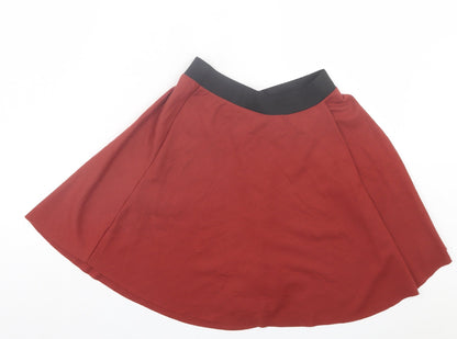 Pull&Bear Womens Orange Polyester Skater Skirt Size S
