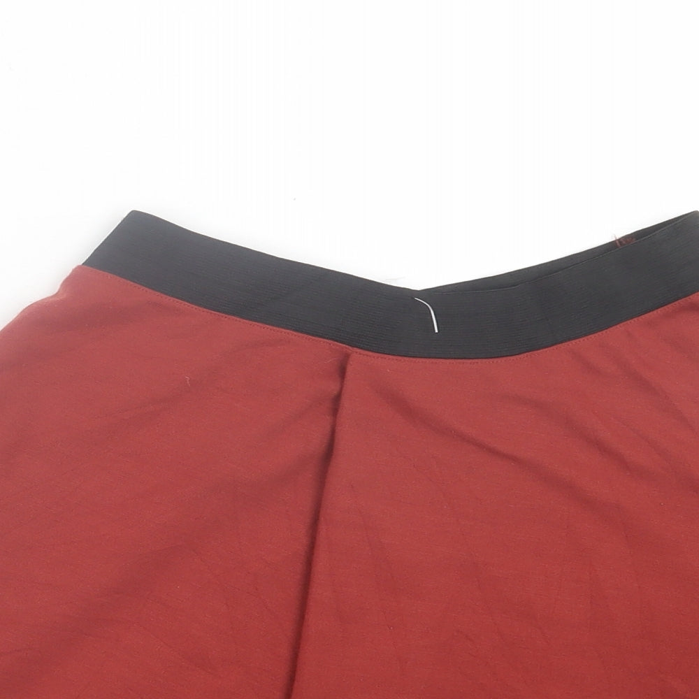Pull&Bear Womens Orange Polyester Skater Skirt Size S