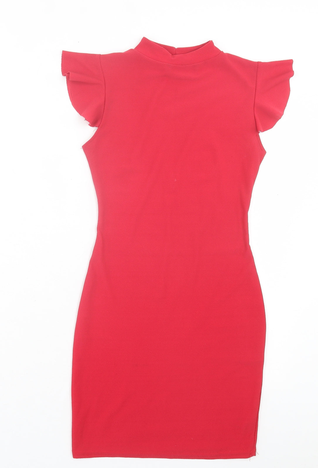 PRETTYLITTLETHING Womens Red Polyester Bodycon Size 6 Round Neck Pullover