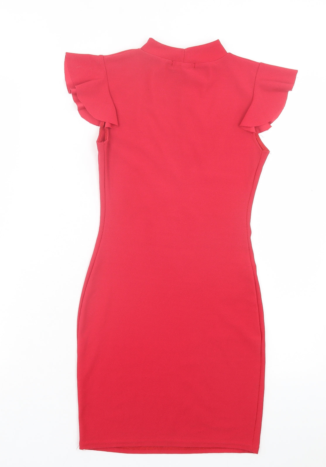 PRETTYLITTLETHING Womens Red Polyester Bodycon Size 6 Round Neck Pullover