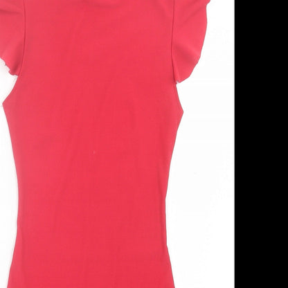 PRETTYLITTLETHING Womens Red Polyester Bodycon Size 6 Round Neck Pullover