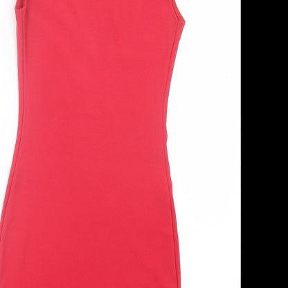 PRETTYLITTLETHING Womens Red Polyester Bodycon Size 6 Round Neck Pullover