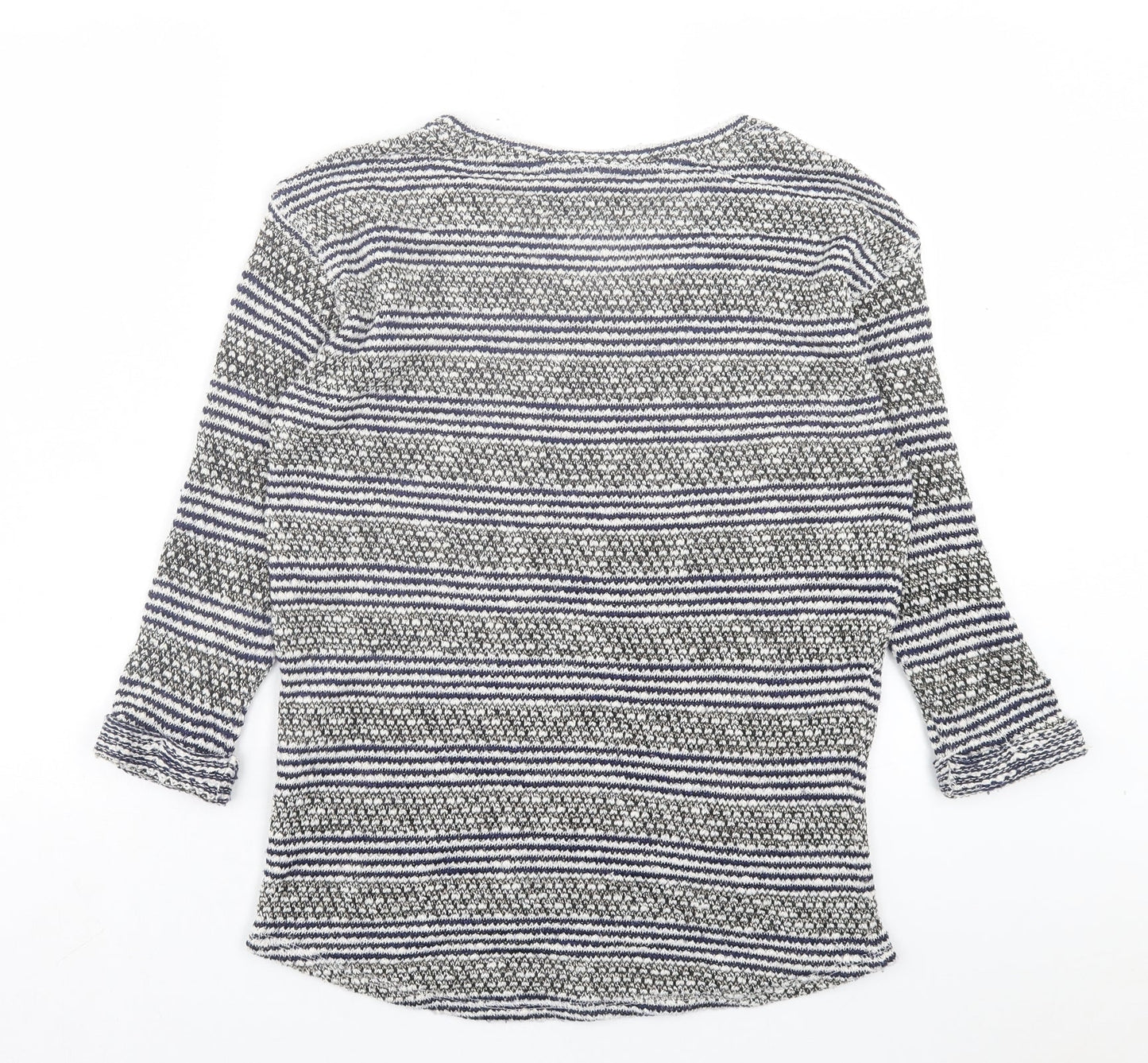 NEXT Womens Black Scoop Neck Striped Cotton Pullover Jumper Size 8