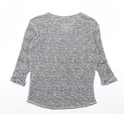 NEXT Womens Black Scoop Neck Striped Cotton Pullover Jumper Size 8