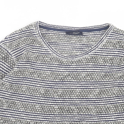 NEXT Womens Black Scoop Neck Striped Cotton Pullover Jumper Size 8