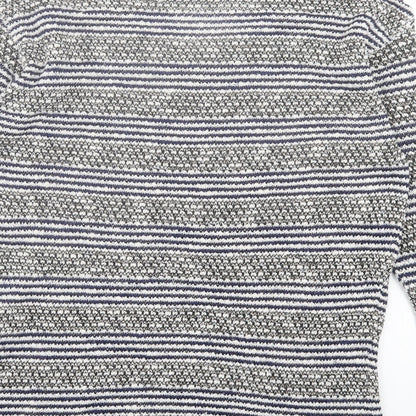 NEXT Womens Black Scoop Neck Striped Cotton Pullover Jumper Size 8