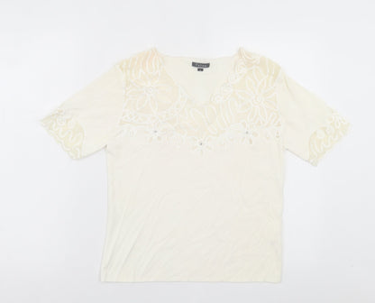 Womens UK Size M Talisa Ivory Basic T-Shirt