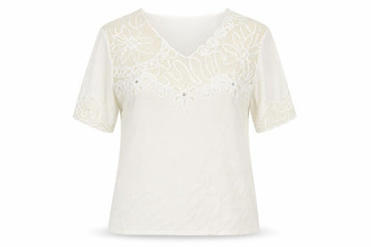 Womens UK Size M Talisa Ivory Basic T-Shirt