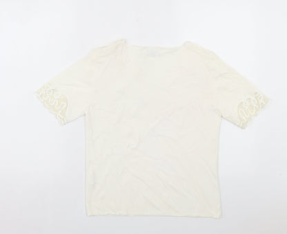 Womens UK Size M Talisa Ivory Basic T-Shirt