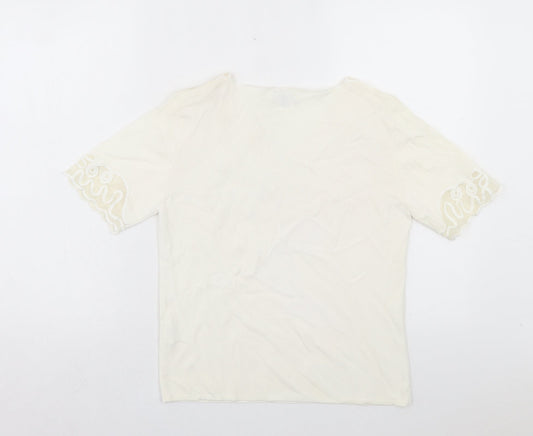 Womens UK Size M Talisa Ivory Basic T-Shirt