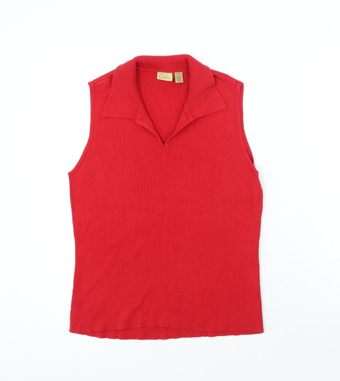 Caslon Womens Red 100% Cotton Basic T-Shirt Size L V-Neck