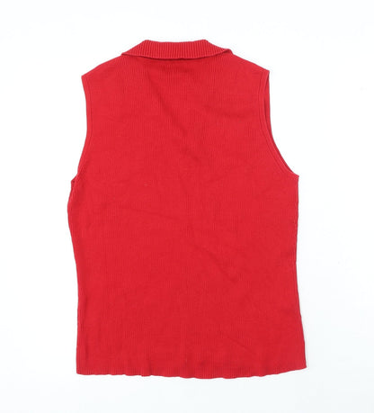 Caslon Womens Red 100% Cotton Basic T-Shirt Size L V-Neck