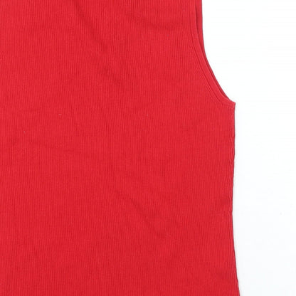 Caslon Womens Red 100% Cotton Basic T-Shirt Size L V-Neck